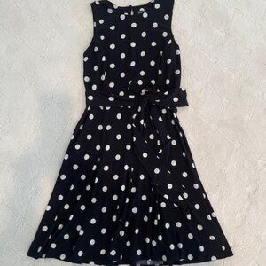 Ralph Lauren (NWOT) Sleeveless Polka Dot Black & White Dress – Sz 10 Petite